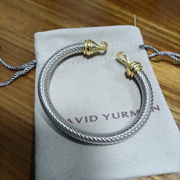 David Yurman Cable Classic Buckle Bracelet with 14K Gold,7mm - Picture 3 of 4